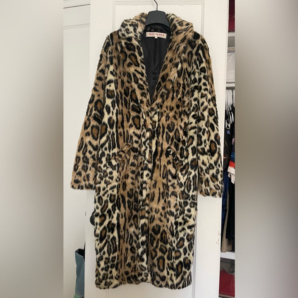 Free People Faux Leopard Coat